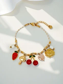 Clearance Bransoletka Ariadna Cherry– kolorowe charmsy i złociste detale Damskie Biżuteria