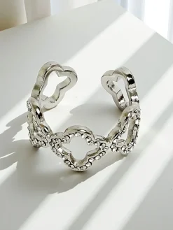 Discount Bransoletka Ariadne Silverita z kryształami – srebrna, geometryczny wzór glamour Damskie Biżuteria