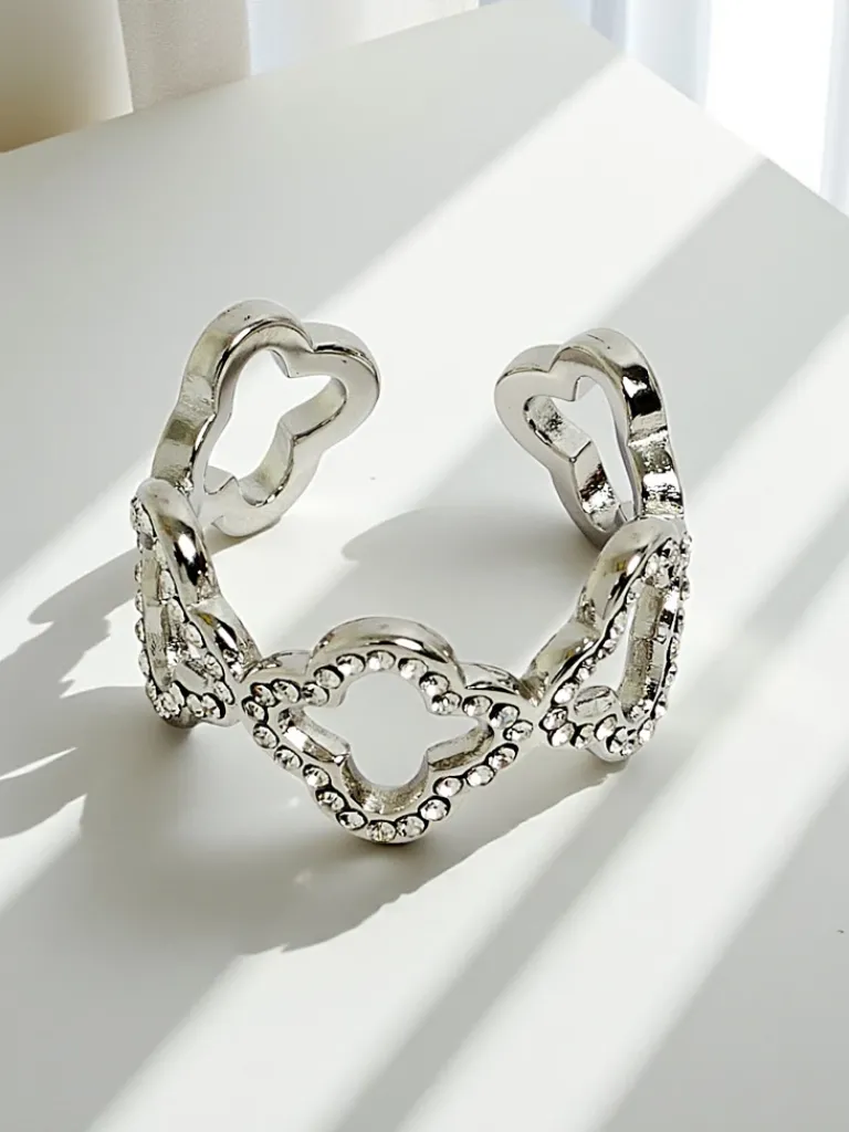 Discount Bransoletka Ariadne Silverita z kryształami – srebrna, geometryczny wzór glamour Damskie Biżuteria