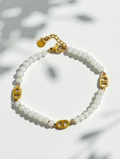Clearance Bransoletka Aurelia Bianca w odcieniu białej perły, złocona Damskie Biżuteria