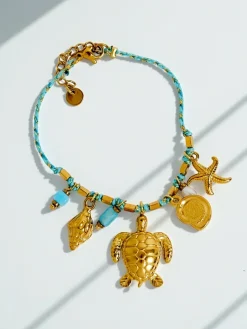 Hot Bransoletka Thalassa Aurea – morska inspiracja z zawieszkami ze złoconego metalu Damskie Biżuteria