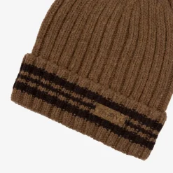 Outlet Brązowa męska czapka z domieszką wełny - Akcesoria Czapki