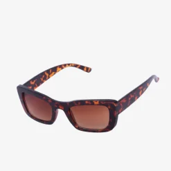 Sale Brązowe damskie wąskie okulary przeciwsłoneczne w panterkę - Akcesoria Damskie Okulary Przeciwsłoneczne