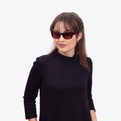 Sale Brązowe damskie wąskie okulary przeciwsłoneczne w panterkę - Akcesoria Damskie Okulary Przeciwsłoneczne