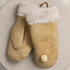 New Brązowe dziecięce rękawiczki na sznurku i z jednym palcem - Rękawiczki Rękawiczki