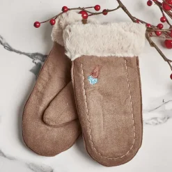 Clearance Brązowe dziecięce rękawiczki na sznurku i z jednym palcem - Rękawiczki Rękawiczki