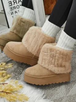 Outlet Buty a'la śniegowce damskie z futerkiem Irelle Śniegowce|Botki Na Platformie