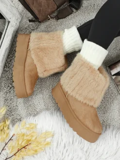 Outlet Buty a'la śniegowce damskie z futerkiem Irelle Śniegowce|Botki Na Platformie