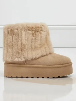 Outlet Buty a'la śniegowce damskie z futerkiem Irelle Śniegowce|Botki Na Platformie