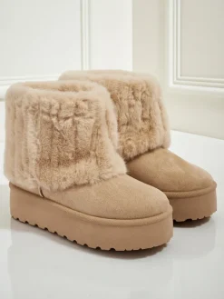 Outlet Buty a'la śniegowce damskie z futerkiem Irelle Śniegowce|Botki Na Platformie