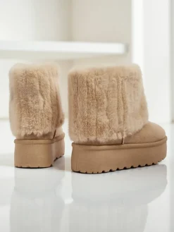 Outlet Buty a'la śniegowce damskie z futerkiem Irelle Śniegowce|Botki Na Platformie