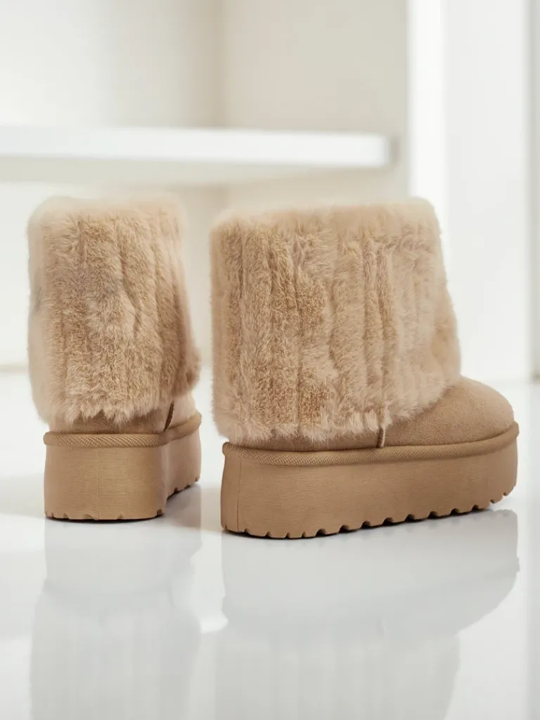 Outlet Buty a'la śniegowce damskie z futerkiem Irelle Śniegowce|Botki Na Platformie