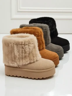 Outlet Buty a'la śniegowce damskie z futerkiem Irelle Śniegowce|Botki Na Platformie