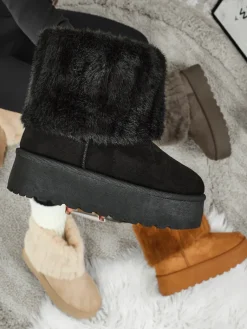 Outlet Buty a'la śniegowce damskie z futerkiem Irelle Śniegowce|Botki Na Platformie