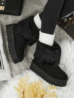 Outlet Buty a'la śniegowce damskie z futerkiem Irelle Śniegowce|Botki Na Platformie