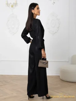 New Błyszczący kombinezon damski z kopertowym dekoltem Milla Damskie Komplety Damskie