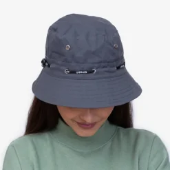 Online Ciemnoszara damska czapka typu bucket hat - Akcesoria Damskie Czapki I Kapelusze