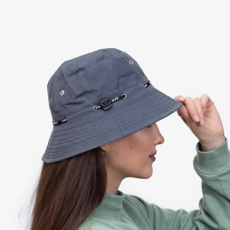 Online Ciemnoszara damska czapka typu bucket hat - Akcesoria Damskie Czapki I Kapelusze