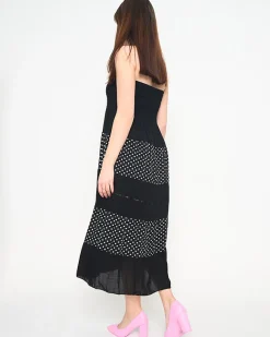 Sale Czarna sukienka w groszki PLUS SIZE - Odzież Sukienki Letnie|Sukienki Krótkie