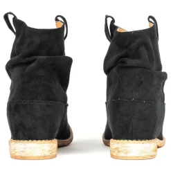 Outlet Czarne botki a'la kowbojki na krytym koturnie Daressco - Obuwie Botki Z Delikatnym Ociepleniem|Kowbojki