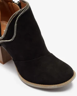 Sale Czarne damskie ocieplane botki na słupku Mukis - Obuwie Botki Bez Ocieplenia|Botki Na Słupku