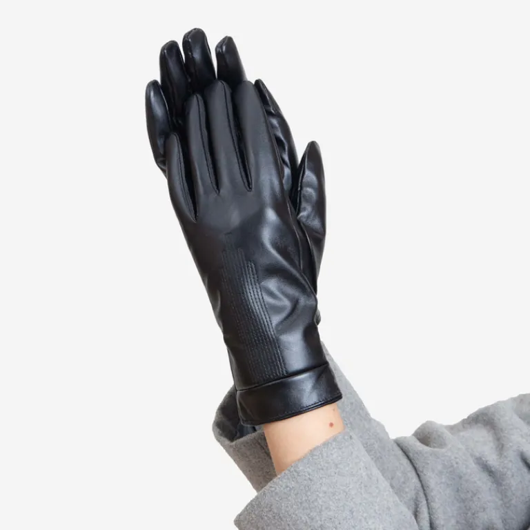 Hot Czarne klasyczne damskie rękawiczki zdobione haftem - Akcesoria Damskie Rękawiczki