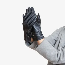 Discount Czarne klasyczne damskie eko-skórzane rękawiczki - Akcesoria Damskie Rękawiczki