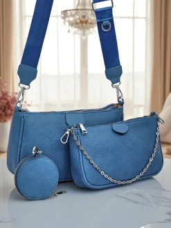 Best Damska torebka wielofunkcyjna Kallisté z eko skóry niebieska, 3w1, styl włoski Damskie Małe Torebki