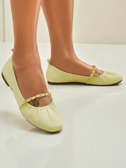 Best Damskie baleriny AURELIA Gialla z łańcuszkiem w kolorze m, eko skóra Buty Na Wielkie Wyjście|Baleriny Klasyczne
