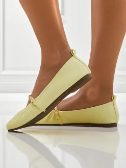 Best Damskie baleriny AURELIA Gialla z łańcuszkiem w kolorze m, eko skóra Buty Na Wielkie Wyjście|Baleriny Klasyczne