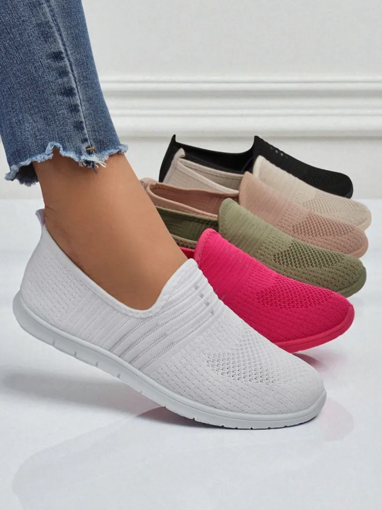 Best Damskie białe slip-ony Tkanina Callisto – lekkie buty na wiosnę i lato Półbuty