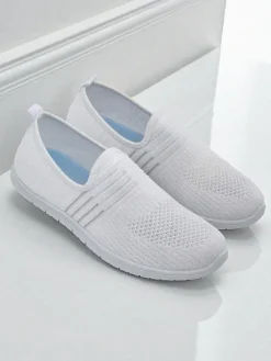 Best Damskie białe slip-ony Tkanina Callisto – lekkie buty na wiosnę i lato Półbuty