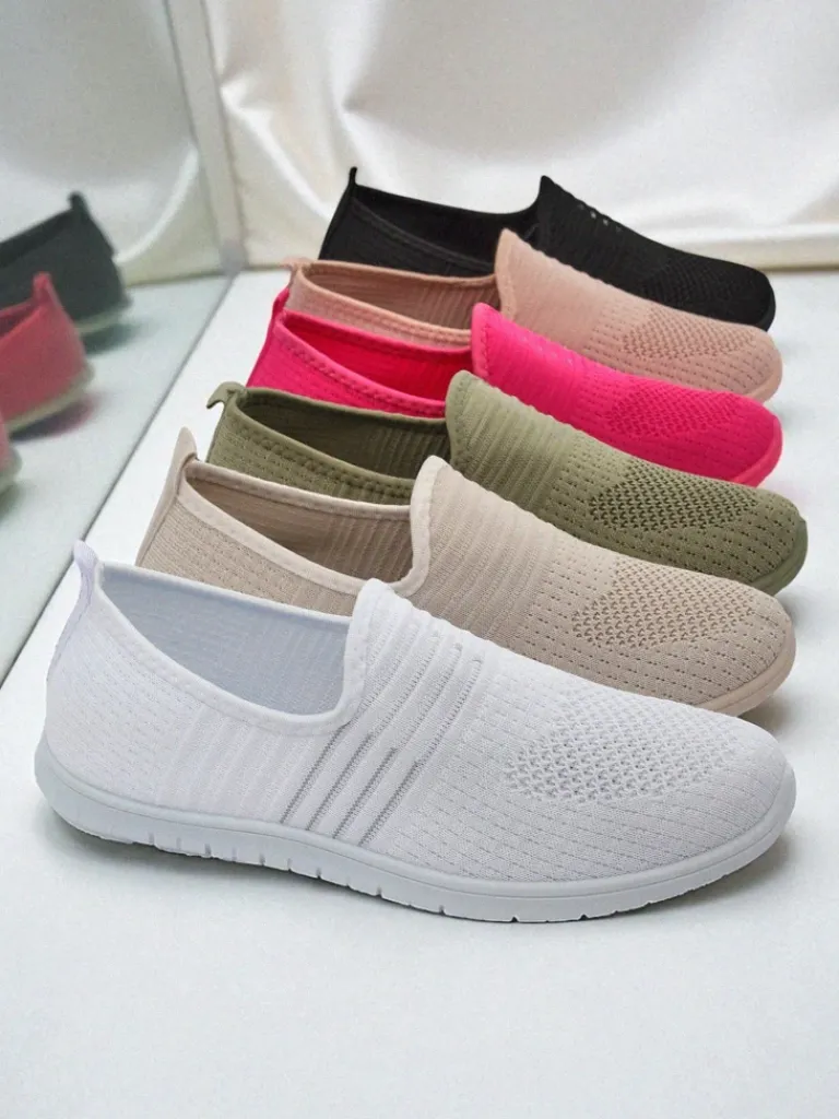 Best Damskie białe slip-ony Tkanina Callisto – lekkie buty na wiosnę i lato Półbuty