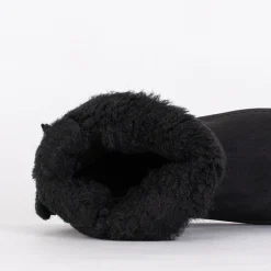 Best Damskie Botki Aurelia w Czarnym Kolorze na Płaskim Obcasie Śniegowce