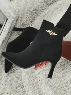 Damskie botki na szpilce Meloria Botki Z Delikatnym Ociepleniem|Botki Na Szpilce