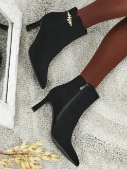 Damskie botki na szpilce Meloria Botki Z Delikatnym Ociepleniem|Botki Na Szpilce