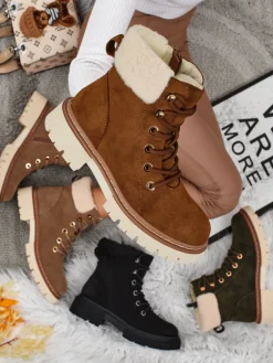 New Damskie botki trapery z kożuszkiem Tessara Trapery|Botki Z Delikatnym Ociepleniem