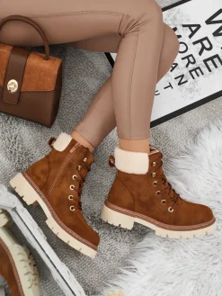 New Damskie botki trapery z kożuszkiem Tessara Trapery|Botki Z Delikatnym Ociepleniem