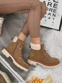 Best Damskie botki trapery z kożuszkiem Tessara Trapery|Botki Z Delikatnym Ociepleniem