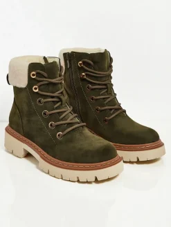 Sale Damskie botki trapery z kożuszkiem Tessara Trapery|Botki Z Delikatnym Ociepleniem