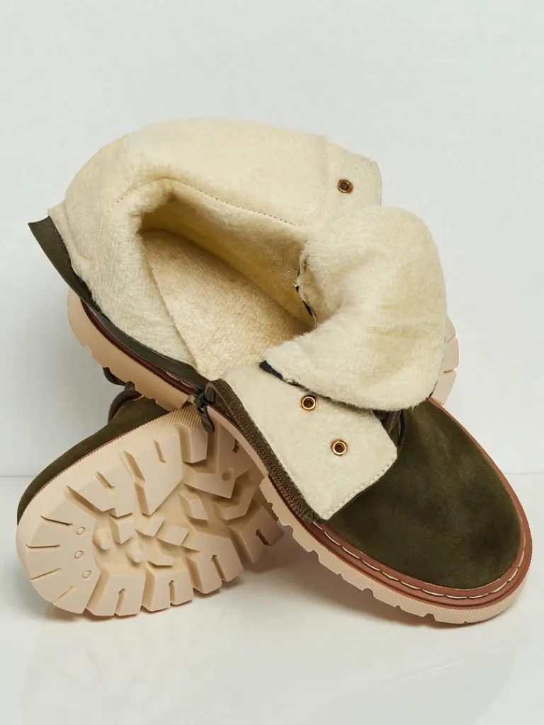 Sale Damskie botki trapery z kożuszkiem Tessara Trapery|Botki Z Delikatnym Ociepleniem