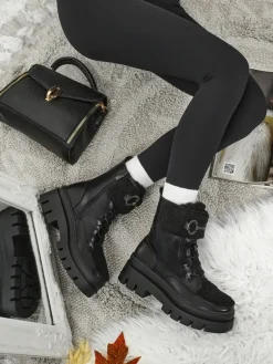 Best Damskie botki workery z kożuszkiem Safil Workery|Botki Z Delikatnym Ociepleniem