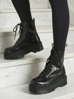 New Damskie botki workery z tłoczeniem Arvessa Trapery|Workery