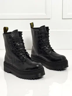 New Damskie botki workery z tłoczeniem Arvessa Trapery|Workery