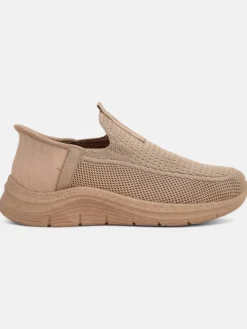 New Damskie buty slip on Selene Beżowe – wygodne sneakersy na płaskim obcasie Damskie Ugc|Bieganie, Ćwiczenia I Trening