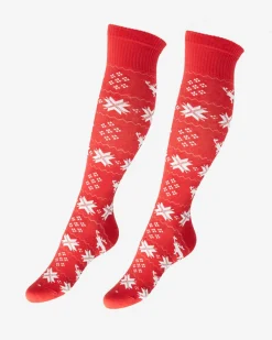 Best Damskie czerwone długie świąteczne skarpety - Bielizna Skarpetki