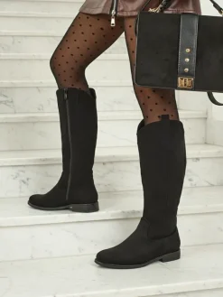 Clearance Damskie kozaki eko zamszowe Zamerre Kozaki Na Płaskim Obcasie|Kozaki Z Ociepleniem