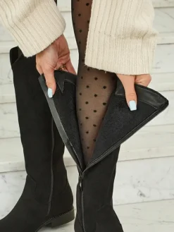 Clearance Damskie kozaki eko zamszowe Zamerre Kozaki Na Płaskim Obcasie|Kozaki Z Ociepleniem