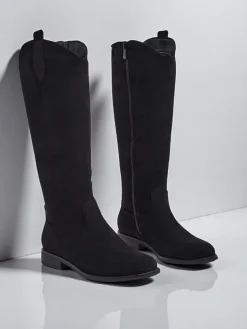 Clearance Damskie kozaki eko zamszowe Zamerre Kozaki Na Płaskim Obcasie|Kozaki Z Ociepleniem