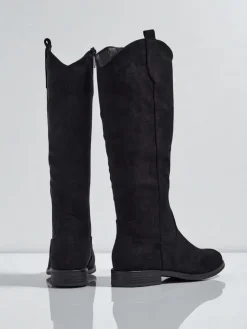 Clearance Damskie kozaki eko zamszowe Zamerre Kozaki Na Płaskim Obcasie|Kozaki Z Ociepleniem